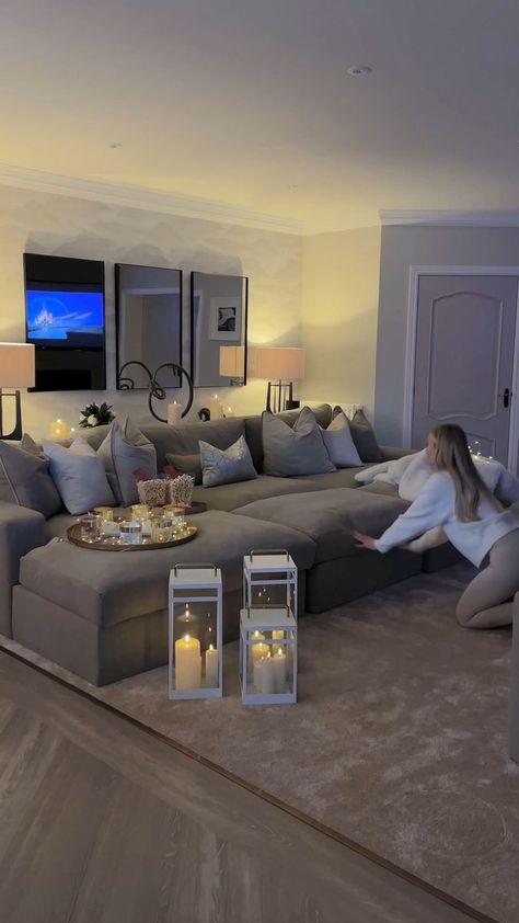 The perfect sofa for movie night!✨ Create a cosy cinema space in your own home with the Tribeca sofa range🤍 Get yours in time for Christmas via the link in our bio #livingroominspo #movienight #homedecor | Rowen Homes | Rowen Homes · Original audio Living Room Cinema Ideas, Cinema Sofa Ideas, Cosy Cinema Room, Pyjama Lounge Decor Ideas, Small Lounge Room Ideas Cosy, Cinema Room Sofa, Cosy Lounge Ideas, Small Cinema Room Ideas, Cinema Room Ideas