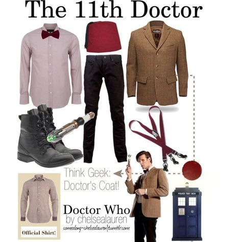 A fashion look from December 2011 featuring purple top, cosplay costumes and mens skinny jeans. Browse and shop related looks. 11th Doctor Costume, Dr Who Costume, Who Costume, The 11th Doctor, Doctor Who Outfits, Doctor Who Costumes, Doctor Who Cosplay, Doctor Coat, Doctor Who 10