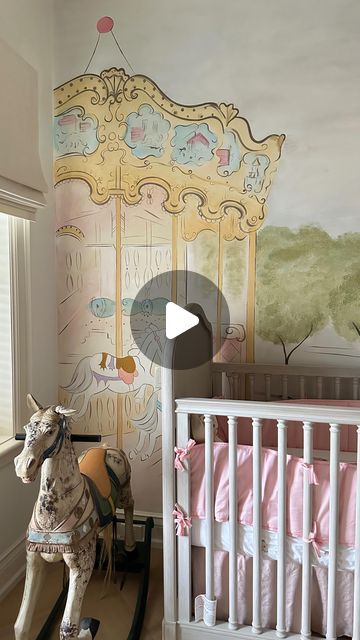 Marilena Madio on Instagram: "The perfect Paris theme nursery ❤️ #wallwear #handpaintedmural #muralist #mural #murals #muralart #wallart #decor #painter #artist #gallerywall #kidsmurals #ladieswhopaint #decorforkids #artistsofInstagram #torontomural #art #urbanart #artwork #love #paris #carousel #nursery #nurserydecor" Madeline Themed Nursery, Carousel Nursery Theme, Paris Themed Nursery, Carousel Nursery, Parisian Nursery, Paris Carousel, Paris Nursery, Castle Nursery, Carousel Baby