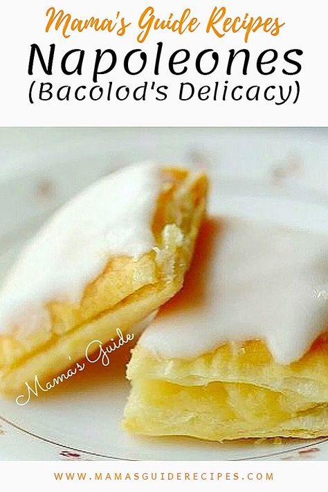 These Napoleones is a favorite Filipino dessert pasalubong from Bacolod. It is a layered puff pastry that is so flaky Napoleon Torte, Napoleon Dessert, Napoleons Recipe, Hannukah Recipes, Hanukkah Desserts, Filipino Dessert Recipes, Desert Dessert, Napoleon Cake, Classic French Desserts