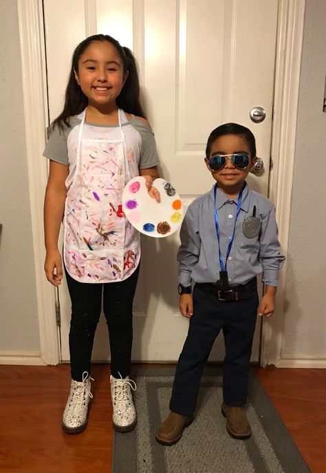 Career Day Dress Up! Artist &  Cop/detective Career Day Outfit For Kids, Career Day Dress Up Ideas, Career Day Outfits, Career Costumes, Breezeway Ideas, Dress Up Ideas, Romantic Questions, Career Day, Career Outfits