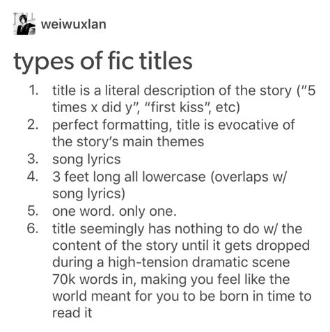 Okay but my fave type of fic title is this one series in AO3 about forgiveness after CACW where the title of the previous installment is dropped somewhere in the installment after but the titles are vague enough that you don't know what the next installment is about. Humor Writing, Writer Humor, Writing Humor, Writing Memes, Writing Inspiration Prompts, Fandom Memes, Book Writing, Book Writing Tips, Writing Advice