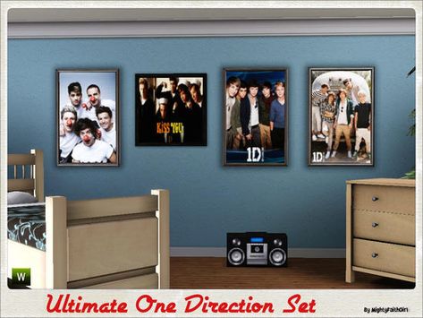 Sim teenage fangirls of One Direction can now cover their walls with this Ultimate 1D set that includes 4 posters. Found in TSR Category 'Sims 3 Decorative Sets' Sims 4 One Direction Cc, Sims 4 Cc Harry Styles Poster, One Direction Sims 4 Cc, Sims 4 Harry Styles Cc, Sims 4 One Direction, Sims 4 Cc Teenage Bedroom, Sims 4 Pictures Cc, Sims 4 Cc Posters Decor, Sims 4 Home Decor Cc