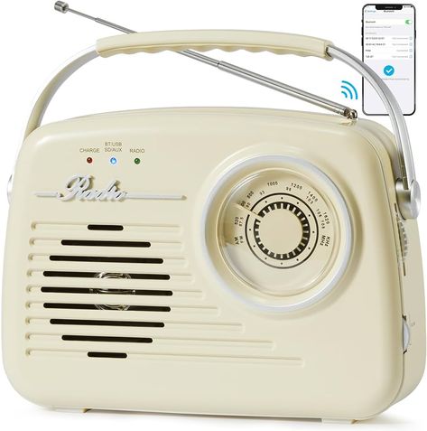 Amazon.com: Small Radios Portable AM FM, Vintage Transistor Radio with Bluetooth, Battery Operated or Plug in Wall Retro Radio for Home/Outdoor, Strong Reception, Large Dial Easy to Use, Christmas Seniors Gifts : Electronics Small Radio, Space Music, Retro Radios, Shortwave Radio, Retro Radio, Portable Radio, Senior Gifts, Transistor Radio, Short Waves