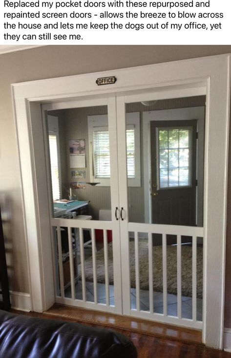 Pocket Screen Door, Door Remodel, Handyman Hacks, Diy Interior Doors, Sliding Screen Doors, Redecorating Ideas, Screen Doors, Building Ideas, Screen Door