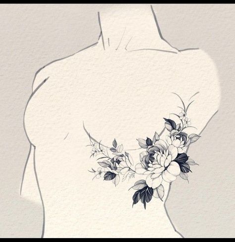 Flower Stomach Tattoos, Chest Tattoo Flowers, Beautiful Spine Tattoos, Flower Hip Tattoos, Spine Tattoo Ideas, Mastectomy Tattoo, Waist Tattoos, Black Tattoo Cover Up, Torso Tattoos