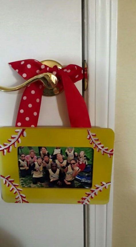 Softball frame Softball Picture Frames Diy, Picture Frames Diy, Softball Picture, Frames Diy, Diy Picture Frames, Diy Frame, Softball, Picture Frames, Gift Wrapping