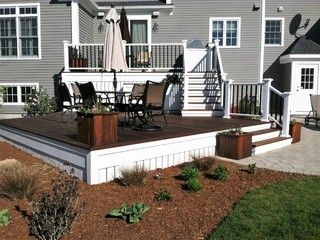 Two Tier Deck - Photos & Ideas | Houzz Tiered Back Deck, 2 Tiered Deck Ideas, 2 Tier Deck, 2 Tier Deck Ideas Backyards, Two Tier Deck, 2 Tier Deck Ideas, Two Tier Deck Ideas, 2 Level Deck Ideas, Transitional Backyard