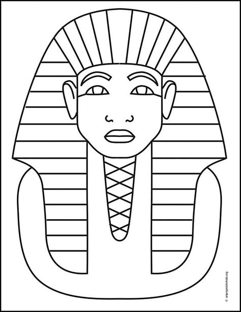 How to Draw King Tut | King Tut Coloring Page Egyptian Art Drawing, King Tut Mask, Ancient Egypt For Kids, Drawing Tut, Egypt Crafts, Egyptian Drawings, Arte Jazz, Egypt Project, Art Lessons For Kids