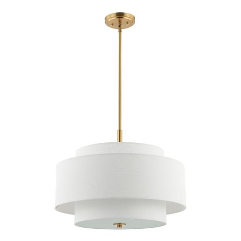 Willa Arlo Interiors Vanesa 3 - Light Shaded Drum Pendant & Reviews | Wayfair Brass Light Fixture, White Chandelier, Car Wax, 3 Light Pendant, Outdoor Light Fixtures, Drum Pendant, Gold Chandelier, Brass Lighting, Brass Chandelier