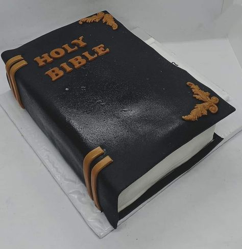 Closed Bible cake Bible Cakes Ideas, Bible Cake Design Ideas, Bible Cake Ideas For Pastor, Bible Cake Ideas, Street Preaching, Decor Tort, Bible Cake, Gay Wedding Cakes, Spiderman Cake Topper