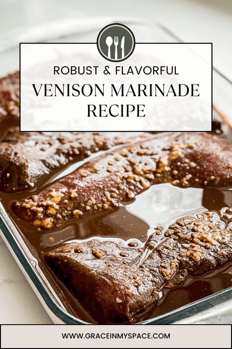 This venison marinade recipe is a flavorful all purpose marinade. It creates tender meat with robust flavor that combats gamey venison flavor. #venisonmarinade #venisonrecipe #venison #venisonsteak #venisontenderloin #marinaderecipe #marinade #robustmarinade #balsalmicmarinade Venison Marinade Recipes Deer, Deer Marinade, Venison Tenderloin Marinade, Deer Ham, Venison Steak Marinade, Venison Marinade Recipes, Deer Steak Recipes, Venison Tenderloin Recipes, Jerky Recipes Dehydrator