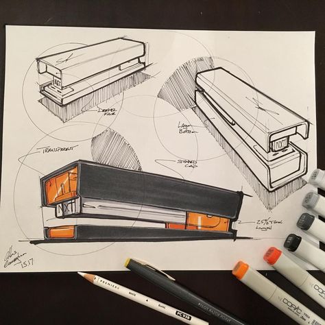 Stapler Chris Cunningham, Fashion Design Inspiration, Isometric Drawing, Architecture Design Sketch, Architecture Design Drawing, Object Drawing, Architecture Concept Drawings, Industrial Design Sketch, Perspective Art