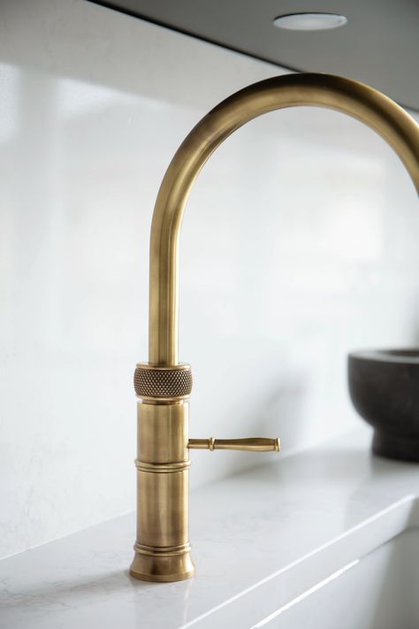 Behind the scenes of our new Cheltenham showroom. Antique brass Quooker tap. Antique Brass Taps Kitchen, Patinated Brass Quooker Tap, Antique Brass Quooker Tap, Brass Quooker Tap, Antique Brass Kitchen Tap, Antique Brass Tapware, Brass Tapware Kitchen, Antique Brass Kitchen Hardware, Brass Faucet Kitchen