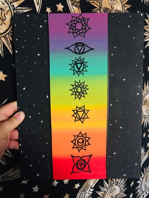 Chakra Painting Ideas, Hippie Painting Ideas Easy Canvas, Spiritual Paintings Easy, Chakras Painting, Spiritual Art Painting, Chakra Painting, Spiritual Paintings, Chakra Art, Psychadelic Art