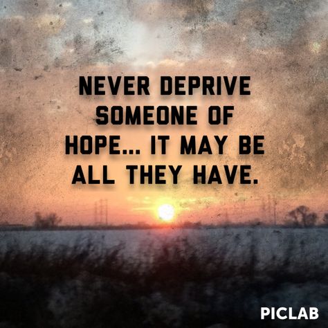 Never deprive someone of hope Never Deprive Someone Of Hope, Healing Habits, Undisclosed Desires, Poems Beautiful, High Hopes, Awesome Quotes, Words Worth, Faith In Love, Inspiration Quotes