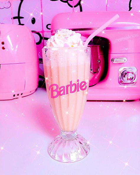 Barbie Milkshake, Barbie Smoothie, Barbie Widget, Barbie Bar, Coquette 60s, Pink Milkshake, Barbie Merchandise, Milkshake Bar, Healthy Starbucks Drinks