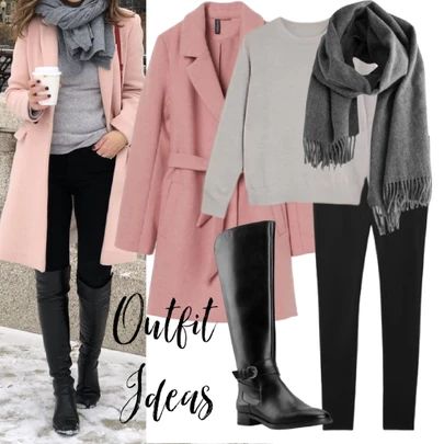 Blush Pink Boots Outfit, Pink Coat Outfit Ideas, Pink Coat Outfit Winter Street Style, Pink Outfit Ideas Winter, Grey Coat Outfit Winter Classy, Pink Cardigan Outfit Winter, Pink Wool Coat Outfit, Pink Coat Outfit Classy, Pink Jacket Outfit Winter