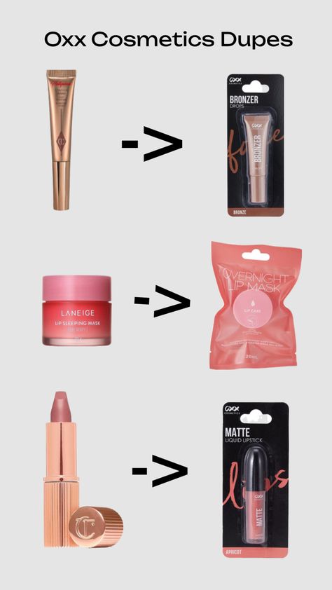 Oxx cosmetics dupes #oxxcosmetics #kmart #skincare #makeup Laneige Lip Sleeping Mask, Evening Makeup, Daily Thoughts, Lip Sleeping Mask, Lip Mask, Skincare Makeup, Matte Liquid Lipstick, Liquid Lipstick, Bronzer