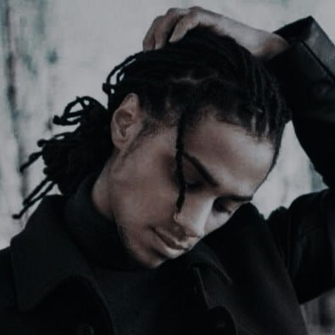 90s Black Guy Aesthetic, Gothic Hairstyles Men, Male Warlock Aesthetic, Black Vampire Aesthetic Male, Black Fantasy Male, Black Guys With Long Hair, Black Vampire Male, Black Skin Aesthetic, Witch Boy Aesthetic