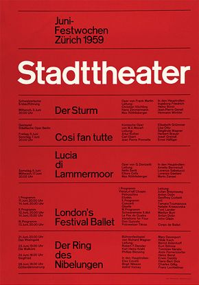 Josef Müller–Brockmann's Stadttheater Poster Joseph Muller, Sp Studio, International Typographic Style, Cv Inspiration, Swiss Style, Graphic Design Collection, Graphisches Design, Gig Poster, Swiss Design