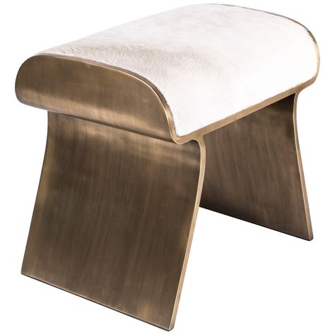 The Paris based label has distinguished themselves since their launch, with their iconic use of shagreen mixed with brass and other exotic materials. All furniture is handcrafted by skilled artisans, ultimately making each piece unique, designed in Paris and produced in the Philippines. The dandy stool in upholstered in cream fur is a chic seating piece for any space. The sides of the pieces are completely inlaid in bronze-patina brass adding another luxurious element to the piece. The clean lin Kifu Paris, Art Deco Dining Room, Art Deco Chair, Art Deco Desk, Deco Chairs, Famous Interior Designers, Art Deco Table Lamps, Leather Counter Stools, Upholstered Stool