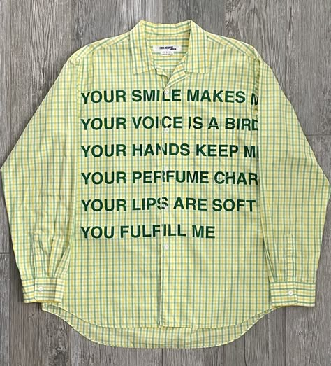 Junya Watanabe Poem, Cloth Ideas, Fancy Shirt, Aesthetic Grunge Outfit, Aesthetic Shirts, Men's Tops, Junya Watanabe, Cool Graphic Tees, Mens Street Style