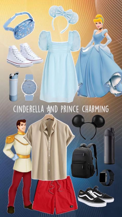 couple’s disney outfit for cinderella and price charming Prince Charming Disneybound, Disneyland Couples Outfits, Cinderella Disneybound, Cinderella And Prince, Disney Park Outfit, Disney Bound Outfits Casual, Disney Trip Outfits, Cinderella And Prince Charming, Disney Themed Outfits