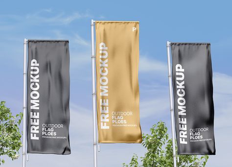 Pole Banners, Banner Mockup, Disposable Food Containers, Trade Show Design, Flag Poles, Free Mockup Templates, Free Banner, Event Branding, Stationery Mockup