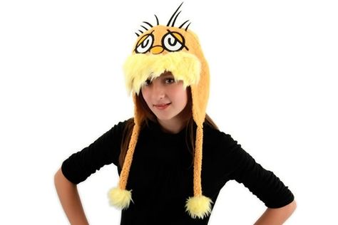 Lorax hat. Dr Seuss Lorax, Lorax Costume, Lorax Party, Hoodie Hat, Faux Fur Top, The Lorax, Costume Hats, Fur Pom Pom, Kids Hats