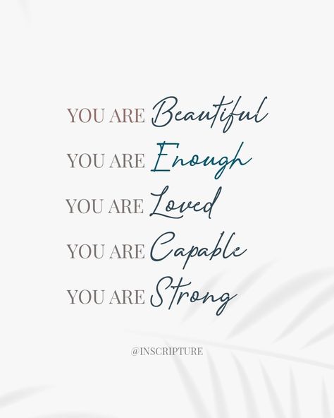 🌟 YOU NEED TO HEAR THIS 🌟 Don't let anyone tell you otherwise; you are beautiful, you are strong, and you are enough. Never doubt your worth, you are everything you are meant to be. https://www.inscripture.com/ #mentalhealthmatters #progressnotperfection #selfcarejourney #positivechanges #brighterdays #mentalwellness #celebrateyourwins #healingjourney #smallstepsbigchanges #youarestrong #keepgoing #mentalhealthawareness #selflove #mindfulness #wellnessjourney #innerpeace #growthmindset #e... You Are Not For Everyone Quote, You Are Everything, You Are Amazing Quotes, You Are Strong Quotes, It Will Be Ok Quotes, Pink Wednesday, Support Quotes, Worthy Quotes, Wednesday Quotes