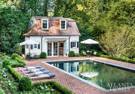 Pool House Designs, Garden Pavilion, Copper Roof, Atlanta Homes, Georgian Homes, White Cottage, Up House, Dream Backyard, Pool Landscaping