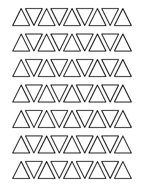 1 inch triangle pattern. Use the printable outline for crafts, creating stencils, scrapbooking, and more. Free PDF template to download and print at http://patternuniverse.com/download/1-inch-triangle-pattern/ Small Triangle Template, Shape Stencils Free Printable, Triangle Template, Wall Stencil Patterns, Printable Shapes, Triangular Pattern, Shape Templates, Stencils Printables, Quilting Templates