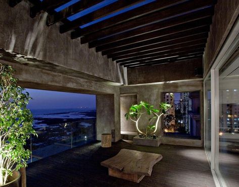 Sea Facing Penthouse by Abraham John Architects Contemporary Penthouse, Penthouse Design, Penthouse Apartment, Garden Rooms, Interiors Dream, Indoor Outdoor Living, Luxury Property, Elegant Homes, Dream Homes