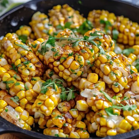 Honey Butter Skillet Corn Recipe - Perfectly Cooked Corn with Rich Honey Butter Flavor Chicken Delight Recipe, Honey Butter Skillet Corn, Savory Butter, Cooked Corn, Farmers Casserole, Skillet Corn, Corn Side Dish, Chicken Bowl Recipe, Creme Brulee Recipe