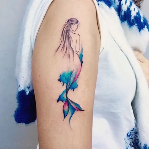 Watercolor Mermaid Tattoo, Ocean Tattoo Ideas, Wave Tattoo Design, Mermaid Tattoo Designs, Seahorse Tattoo, Ocean Tattoo, Sea Turtle Tattoo, Dolphins Tattoo, Octopus Tattoo Design