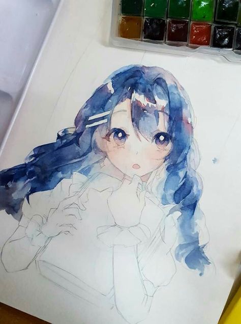 Manga Watercolor Tutorials, Manga Watercolor Anime Art, Watercolour Anime Art, Watercolor Art Anime, Anime Watercolor Art, Anime Watercolor, Manga Watercolor, 2160x3840 Wallpaper, Pretty Drawings