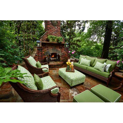 PeakSeason Panama 6 Piece Sunbrella Sofa Seating Group with Cushions Rustic Outdoor Fireplaces, Design Camino, Design Per Patio, Outdoor Fireplace Designs, Backyard Fireplace, Outdoor Living Rooms, Outdoor Fireplaces, Backyard Retreat, Outdoor Living Room