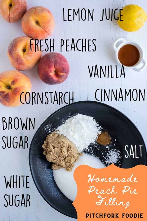 Homemade peach pie filling is so easy to make from scratch! This recipe can be made with fresh, frozen, or canned peaches. Plus, you can freeze it for making pies, cobblers, etc. later. It's an easy way to make homemade peach pie or any other peach desserts like cheesecake. #peachrecipe Peach Pie Recipes Easy, Homemade Peach Pie Filling, Best Peach Pie Recipe, Peach Pie Filling Recipes, Homemade Peach Pie, Freezing Peaches, Pillsbury Biscuit Recipes, Peach Freezer Jam, Easy Peach Pie