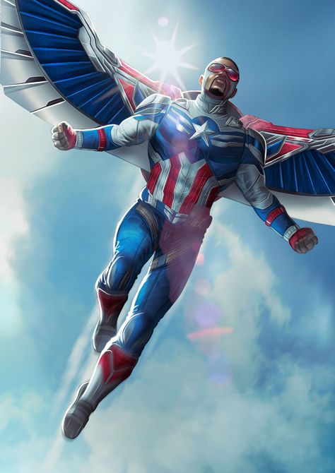 Sam Wilson Captain America, Captain America Comic Art, Captain Falcon, Falcon Marvel, Captain America Art, Captain America Wallpaper, Marvel Superheroes Art, Captain America Comic, Avengers Art