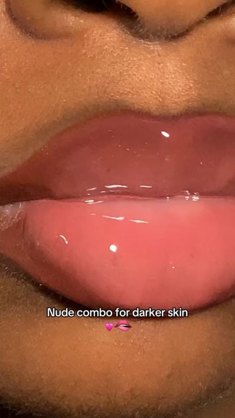 Cute Glossy Lips, Lip Combos For Black Women Small Lips, Lip Combo For Caramel Skin, Cute Lip Combos Brown Skin, Lip Combos For Caramel Skin, Pink Lip Liner Black Women, Pink Lip Liner And Gloss Combo, Ombre Lip Combos For Dark Skin, Nyx Lip Combo Black Women