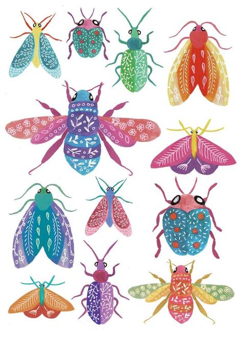 Bugs Illustration, Watercolor Bugs, Insect Drawings, Insects Illustration, Bug Illustration, Insect Illustration, Posca Art, Bug Art, Insect Art