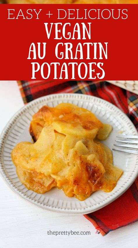 Au Gratin Potatoes Easy, Au Gratin Potatoes, Au Gratin Potato Recipes, Gratin Potatoes, Gluten Free Potatoes, Potatoes Au Gratin, Vegan Side Dishes, Dairy Free Cheese, Vegan Potato