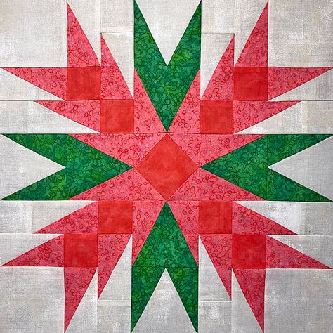 A second coloring of the Christmas Cactus block Cactus Quilt Block, Cactus Quilt, Modern Quilting Designs, Quilting 101, Quilt Block Patterns Free, Christmas Cactus, Modern Quilting, Paper Piecing Patterns, Quilted Table Runner