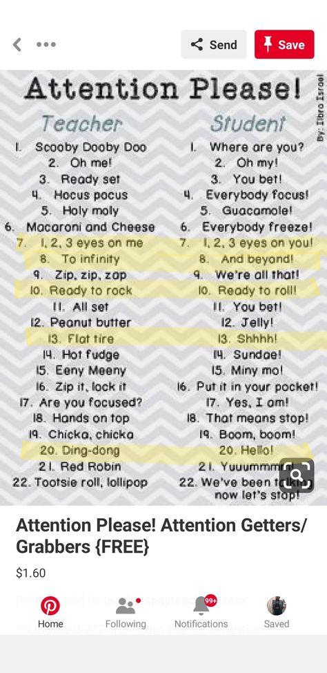 Attention Calls For Teachers, 2nd Grade Attention Getters, Pre K Attention Getters, Teacher Attention Getters, Aggressive Monitoring Classroom, Attention Getters For Kindergarten, Class Attention Getters, Attention Getters Middle School, Catchy Phrases Attention Grabbers