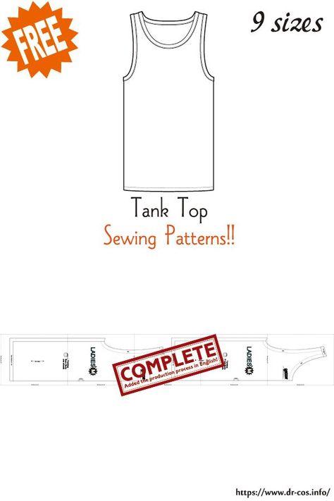 Free Tank Top Pattern Sewing, Drcos Patterns, Diy Tank Top, Top Pattern Sewing, Tank Top Sewing Pattern, T Shirt Sewing Pattern, Tank Top Pattern, Free Sewing Patterns, Striped Sheets