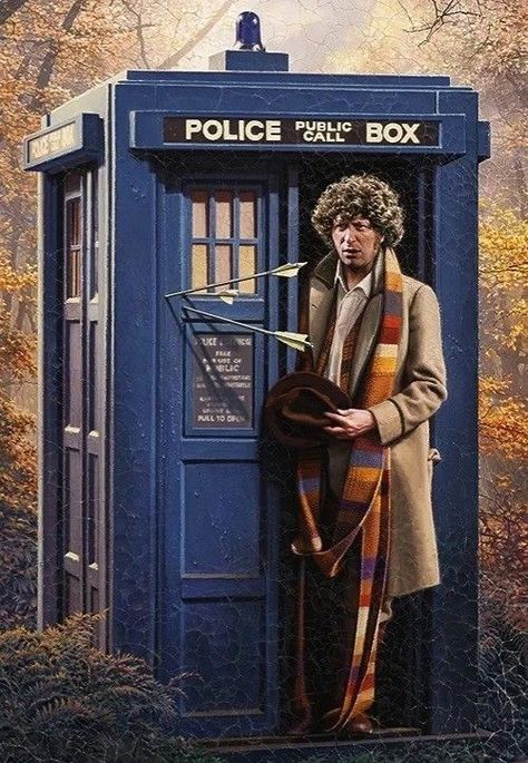 Doctor Who Tom Baker, Doctor Who Enemies, Tardis Exterior, Dr Who Tom Baker, Doctor Who Scarf, Tardis Art, Doctor Who Poster, Best Sci Fi Shows, Fourth Doctor