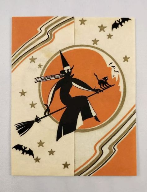 1930’s Halloween invitation with gold highlights. 1930s Halloween, Halloween Invitation Card, 1920s Halloween, Fall Shows, Halloween Invitation, Paper Lantern, Halloween Ornaments, Gold Highlights, Halloween Invitations