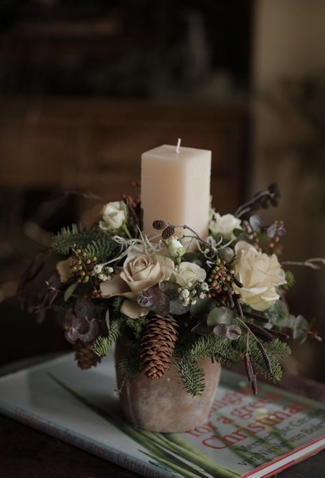 Winter Flower Arrangements, Winter Floral Arrangements, Christmas Flower Arrangements, Christmas Table Centerpieces, Christmas Floral Arrangements, Country Christmas Decorations, Christmas Greenery, Christmas Arrangements, Christmas Flowers