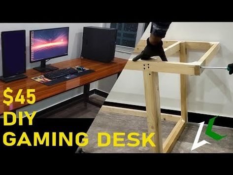 (405) DIY Gaming Desk for $45 | Built-in cable management desk setup | with Basic Tools Only! - YouTube Diy Gaming Desk, Management Desk, Cable Management Desk, Diy Computer Desk, Gaming Computer Desk, Working Desk, Computer Table, Basic Tools, Diy Desk